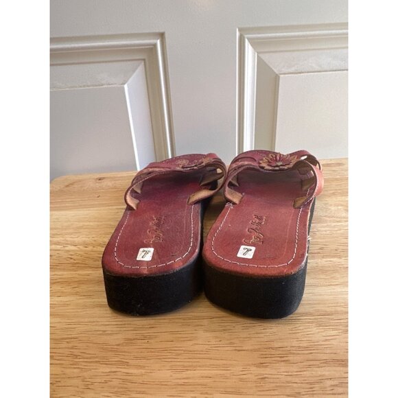 Bohemian Mexican Handmade Leather Sandals With Floral Embellishments Sz 9.5/10 - Picture 8 of 10